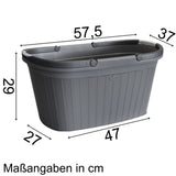 Wäschekorb 35 Liter hell-grau mit 2 Henkeln - 57.5x37x29 cm Rattan-Design ohne Löcher Haushaltskorb Wäschewanne Tragekorb Wäschesammler Wäschesortierer Wäschebox - Aufbewahrung Kunststoff