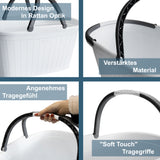 2x Wäschekorb 35 Liter weiß und grau mit 2 Henkeln - 57.5x37x29 cm Rattan-Design ohne Löcher - Haushaltskorb Wäschewanne Tragekorb Wäschesammler Wäschesortierer Wäschebox - Aufbewahrung Kunststoff