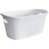 Wäschekorb 35 Liter mit 2 Griffen - 57x37x27 cm Rattan-Design ohne Löcher - Haushaltskorb Wäschewanne Tragekorb Wäschesammler Wäschesortierer Wäschebox - Aufbewahrung Kunststoff