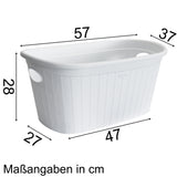 Wäschekorb 35 Liter mit 2 Griffen - 57x37x27 cm Rattan-Design ohne Löcher - Haushaltskorb Wäschewanne Tragekorb Wäschesammler Wäschesortierer Wäschebox - Aufbewahrung Kunststoff