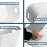 Wäschekorb 35 Liter mit 2 Griffen - 57x37x27 cm Rattan-Design ohne Löcher - Haushaltskorb Wäschewanne Tragekorb Wäschesammler Wäschesortierer Wäschebox - Aufbewahrung Kunststoff