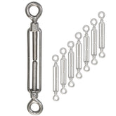 8x Edelstahl Spannschloss Spannschraube D-4mm - M4 - beidseitigen Ösen - V2A Seilspanner Segelspanner für Drahtseil - 10-14cm lang Wantenspanner Bruchlast 450 kg