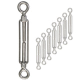 8x Edelstahl Spannschloss Spannschraube D-4mm - M4 - beidseitigen Ösen - V2A Seilspanner Segelspanner für Drahtseil - 10-14cm lang Wantenspanner Bruchlast 450 kg
