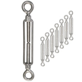 8x Edelstahl Spannschloss Spannschraube D-5mm - M5 - beidseitigen Ösen - V2A Seilspanner Segelspanner für Drahtseil - 11-17cm lang Wantenspanner Bruchlast 650kg