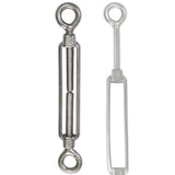 Edelstahl Spannschloss Spannschraube D-6mm - M6 - beidseitigen Ösen - V2A - Seilspanner Segelspanner für Drahtseil - 14-21cm lang Wantenspanner Bruchlast 1200kg