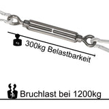 4x Edelstahl Spannschloss Spannschraube D-6mm - M6 - beidseitigen Ösen V2A - Seilspanner Segelspanner für Drahtseil - 14-21cm lang Wantenspanner Bruchlast 1200kg