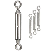 4x Edelstahl Spannschloss Spannschraube D-6mm - M6 - beidseitigen Ösen V2A - Seilspanner Segelspanner für Drahtseil - 14-21cm lang Wantenspanner Bruchlast 1200kg