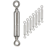 8x Edelstahl Spannschloss Spannschraube D-6mm - M6 - beidseitigen Ösen - V2A Seilspanner Segelspanner für Drahtseil - 14-21cm lang Wantenspanner Bruchlast 1200kg