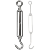 4x Edelstahl Spannschloss Spannschraube D-4mm - M4 - Öse+Haken V2A - Seilspanner Segelspanner für Drahtseil - 10-14cm lang Wantenspanner Bruchlast 100 kg