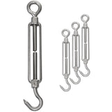 4x Edelstahl Spannschloss Spannschraube D-5mm - M5 - Haken+Öse V2A - Seilspanner Segelspanner für Drahtseil - 11-17cm lang Wantenspanner Bruchlast 130kg
