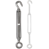 4x Edelstahl Spannschloss Spannschraube D-10mm - M10 - Öse+Haken V2A - Seilspanner Segelspanner für Drahtseil - 22-34 cm lang Wantenspanner Bruchlast 800kg