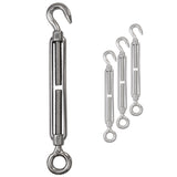 4x Edelstahl Spannschloss Spannschraube D-10mm - M10 - Öse+Haken V2A - Seilspanner Segelspanner für Drahtseil - 22-34 cm lang Wantenspanner Bruchlast 800kg