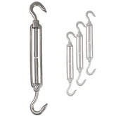 4x Edelstahl Spannschloss Spannschraube D-4mm - M4 - beidseitigen Haken V2A - Seilspanner Segelspanner für Drahtseil - 10-14cm lang Wantenspanner Bruchlast 100 kg