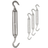 4x Edelstahl Spannschloss Spannschraube D-4mm - M4 - beidseitigen Haken V2A - Seilspanner Segelspanner für Drahtseil - 10-14cm lang Wantenspanner Bruchlast 100 kg