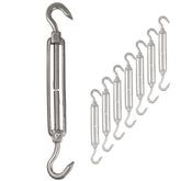 8x Edelstahl Spannschloss Spannschraube D-4mm - M4 - beidseitigen Haken - V2A Seilspanner Segelspanner für Drahtseil - 10-14cm lang Wantenspanner Bruchlast 100 kg