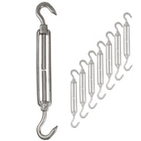 8x Edelstahl Spannschloss Spannschraube D-4mm - M4 - beidseitigen Haken - V2A Seilspanner Segelspanner für Drahtseil - 10-14cm lang Wantenspanner Bruchlast 100 kg