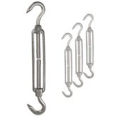 4x Edelstahl Spannschloss Spannschraube D-5mm - M5 - beidseitigen Haken V2A - Seilspanner Segelspanner für Drahtseil - 11-17cm lang Wantenspanner Bruchlast 130kg