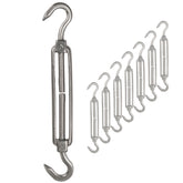 8x Edelstahl Spannschloss Spannschraube D-5mm - M5 - beidseitigen Haken - V2A Seilspanner Segelspanner für Drahtseil - 11-17cm lang Wantenspanner Bruchlast 130kg