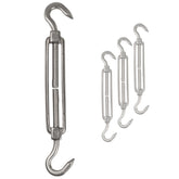 4 x Edelstahl Spannschloss Spannschraube D-6mm - M6 - beidseitigem Haken - V2A Seilspanner Segelspanner für Drahtseil - 14-21cm lang Wantenspanner Bruchlast 350kg