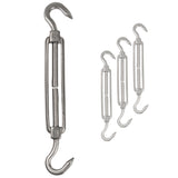 4 x Edelstahl Spannschloss Spannschraube D-6mm - M6 - beidseitigem Haken - V2A Seilspanner Segelspanner für Drahtseil - 14-21cm lang Wantenspanner Bruchlast 350kg