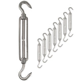 8 x Edelstahl Spannschloss Spannschraube D-6mm - M6 - beidseitigem Haken - V2A - Seilspanner Segelspanner für Drahtseil - 14-21cm lang Wantenspanner Bruchlast 350kg