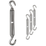 4 x Edelstahl Spannschloss Spannschraube D-10mm - M10 - beidseitig Haken - V2A Seilspanner Segelspanner für Drahtseil - 22-34 cm lang Wantenspanner Bruchlast 800kg