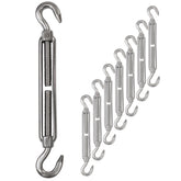 8 x Edelstahl Spannschloss Spannschraube D-10mm - M10 - beidseitig Haken - V2A - Seilspanner Segelspanner für Drahtseil - 22-34 cm lang Wantenspanner Bruchlast 800kg