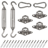 Edelstahl Sonnensegel Befestigungsset 40 Teile - V2A SS304 - Wantenspanner Spannschloss Karabiner Sonnensegelspanner Markisenbefestigung Segelbefestigung Aufhängung Augplatte Montage Set Kit Wandhalterung