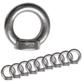 10x Edelstahl M10 Ringmutter V2A 304 - Ösenmutter Augenmutter Ringösen Traglast 600 kg Hebegeräte Hebezubehör Loch für Kabelseil Eye nut