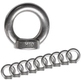 10x Edelstahl M10 Ringmutter V2A 304 - Ösenmutter Augenmutter Ringösen Traglast 600 kg Hebegeräte Hebezubehör Loch für Kabelseil Eye nut