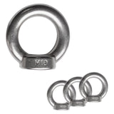 4x Edelstahl M10 Ringmutter V2A 304 - Ösenmutter Augenmutter Ringösen Traglast 600 kg Hebegeräte Hebezubehör Heberingmutter Hebering Loch für Kabelseil Eye nut Ähnlich-DIN582