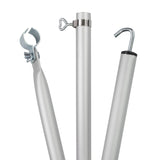 Aluminium Dachhakenstange Zeltstange - mit Klemme und Haken - teleskopierbar 210-290 cm - Ø28/25 mm 3 Teile - leicht stabil Ersatz Gestänge Zelt Vorzelt - Camping Teleskopstange Dachstange