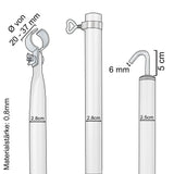 Aluminium Dachhakenstange Zeltstange - mit Klemme und Haken - teleskopierbar 210-290 cm - Ø28/25 mm 3 Teile - leicht stabil Ersatz Gestänge Zelt Vorzelt - Camping Teleskopstange Dachstange