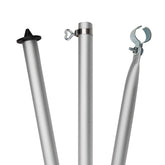 Aluminium Zeltstange Sturmstange - mit Fuß und Klemme - teleskopierbar 210-290cm - Ø28/25mm 3 Teile leicht stabil Ersatz Gestänge für Zelt Vorzelt Camping Teleskopstange Aufstellstange
