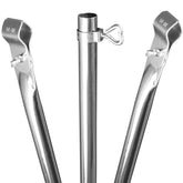 Stahl Verandastange Zeltstange - mit 2x Klemmen - teleskopierbar 210-290cm - 22/19mm - 3 Teile Verandastange leicht stabil - Ersatz Gestänge Zelt Vorzelt Camping Zubehör Teleskopstange Dachauflagestange