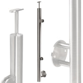 Edelstahl Geländerpfosten Endpfosten rechts mit Glashalter 10mm und Handlauf-Träger - 42,4mm - Wangemontage V2A - seitliche Montage vormontiert - Glasgeländer Geländerstützen Pfosten Zaunpfosten aussen
