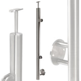 Edelstahl Geländerpfosten Endpfosten rechts mit Glashalter 10mm und Handlauf-Träger - 42,4mm - Wangemontage V2A - seitliche Montage vormontiert - Glasgeländer Geländerstützen Pfosten Zaunpfosten aussen