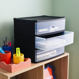 37700 - Wham Schubladenbox mit 3 Schubladen 33x25x29cm DINA4 Schwarz-Transparent