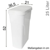 25 Liter Mülltonne Recyclingtonne 21x36x52cm mit abnehmbarem Druckdeckel - Schmal Recycling-Aufkleber Küche Mistkübel Trash Bin Groß Küchenabfalleimer Papiermülleimer