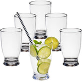 6x Campingglas aus Acryl 380ml klar - Trinkglas Acrylglas Kunststoff Wasserglas Camping Garten Echtglasoptik Picknick Becher Kinder Senioren Longdrink Coktail