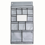 Wohnwagen-Hängeorganizer mit 11 Fächern und Spiegel 90 x 45 cm grau/schwarz - Aufhängung mittels Ösen Klettverschluss oder Keder Hängeaufbewahrung