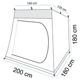 XL Innenzelt für 3 Personen 200x180 - mit 2 Wege-Reißverschlusstür wasserdichter Bodenwanne Innenkabine Schlafkabine atmungsativer Polyester mit Lüftungsnetz Schlafzelt für das Vorzelt
