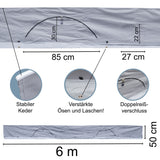 Bodenschürze Wohnwagenschürze 600x50 cm - Grau - mit 2 großen Aufbewahrungstaschen 95x85x30cm - Windschutz für Vorzelt Windblende Wangenschürze Camping Zubehör
