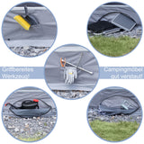 Bodenschürze Wohnwagenschürze 600x50 cm - Grau - mit 2 großen Aufbewahrungstaschen 95x85x30cm - Windschutz für Vorzelt Windblende Wangenschürze Camping Zubehör