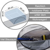 Bodenschürze Wohnwagenschürze 600x50 cm - Grau - mit 2 großen Aufbewahrungstaschen 95x85x30cm - Windschutz für Vorzelt Windblende Wangenschürze Camping Zubehör