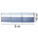 Windschutz mit Stahlstangen 500x140cm mit Sichtfenster - Sichtsschutz mit Heringen Abspannseilen Schutzwand mobil leichter Aufbau - variabler Aufbau