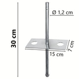 4 Stück Heringsplatte mit Sicherungsstift 15x7cm Heringsstift 30 cm Platte Windschutz Sonnensegel Ankerplatte Zeltstangen Sturmstangen Gestängefixierung Strand Bodenanker Bodenplatte Camping
