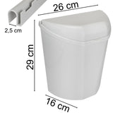 Mülleimer 26x29cm für Camping Küche - 7 Liter - Grau - Hängender Mülleimer Einfache Montage an Leisten Schranktüren Wandmontage Abfalleimer mit Halterungen