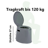 Mobile Campingtoilette mit herausnehmbaren Eimer - bis 120kg Sitzhöhe 37cm Camping Nottoilette Mobile Toilettenbeutel klappbar Toilettenstuhl WC Garten Zelt Pool Baustelle