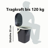 Camping Eimertoilette mit Deckel und Sitzbrille - bis 120kg belastbar - Sitzhöhe 35cm Toiletteneimer Campingtoilette ohne Chemie WC Hygieneeimer Gartentoilette Pool Baustelle Wohnmobil mobile Toilette